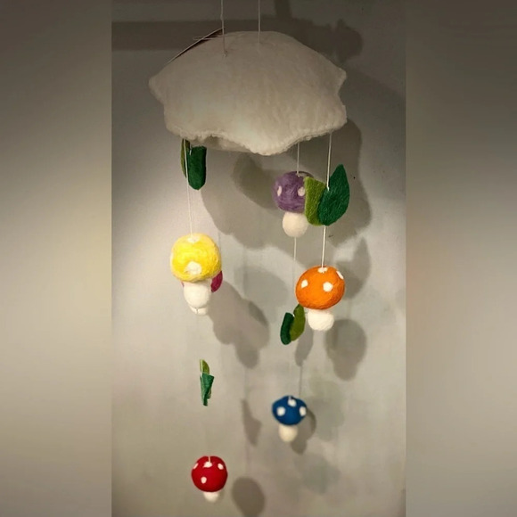Fair Trade Nepalese Handmade Felt Mushroom Mobile, NWT - Picture 12 of 14
